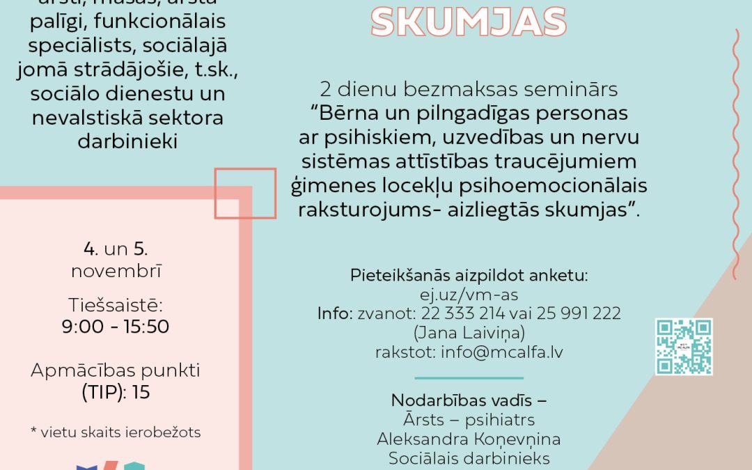 2 dienu bezmaksas seminārs “Aizliegtās skumjas” 4. un 5. novembrī