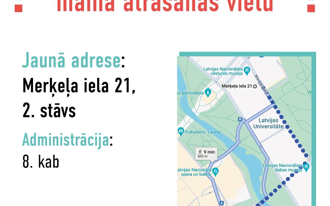 Informējam – “MC Alfa – mācību centrs” maina atrašanās vietu. Sākot ar 8. februāri būsim atrodami Merķeļa ielā 21, 2. stāvā, 8. kabinetā.