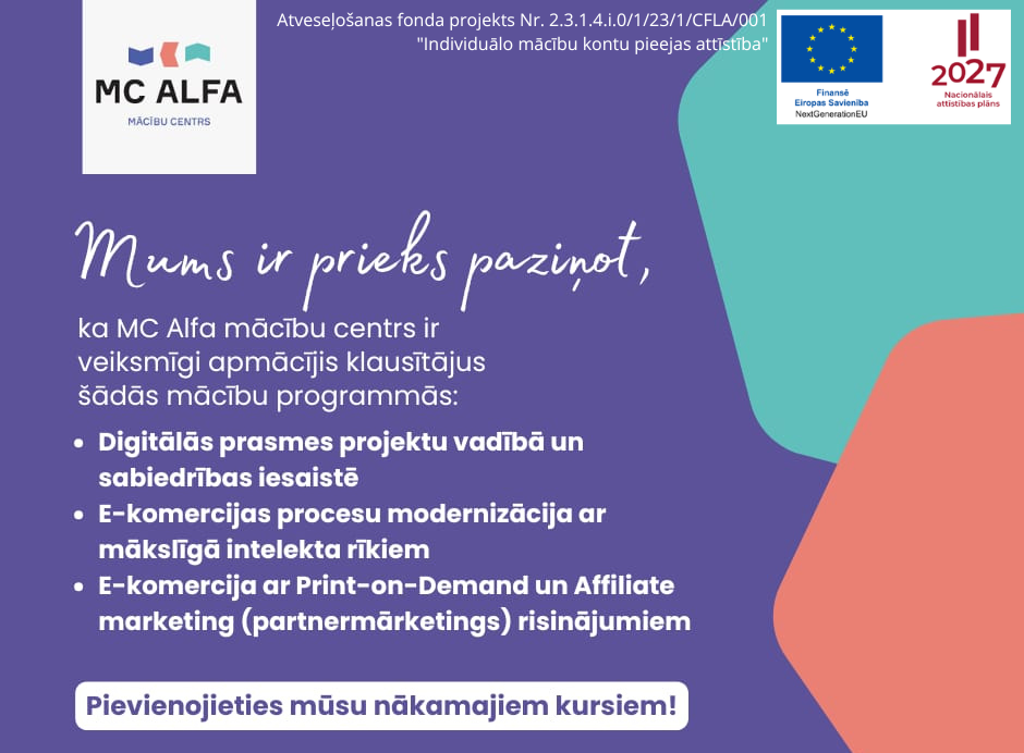 Projekta “Individuālo mācību kontu pieejas attīstība” Nr. 2.3.1.4.i.0/1/23/I/CFLA/001 4. izslūdinājums ir noslēdzies